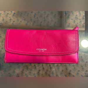 Bold pink coach slim wallet, barely used